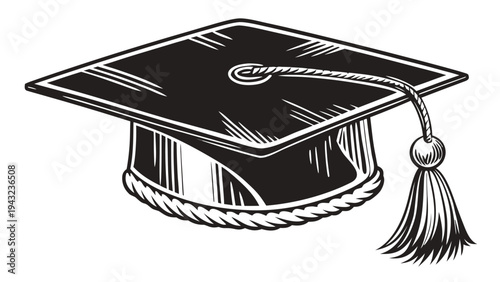 Vector illustration of graduation cap with tassel icon