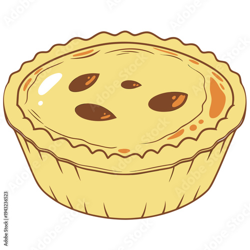 Vector illustration of hand drawn tart pastry with fruit filling