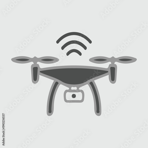 A stylized drone illustration, with a signal emanating from its top