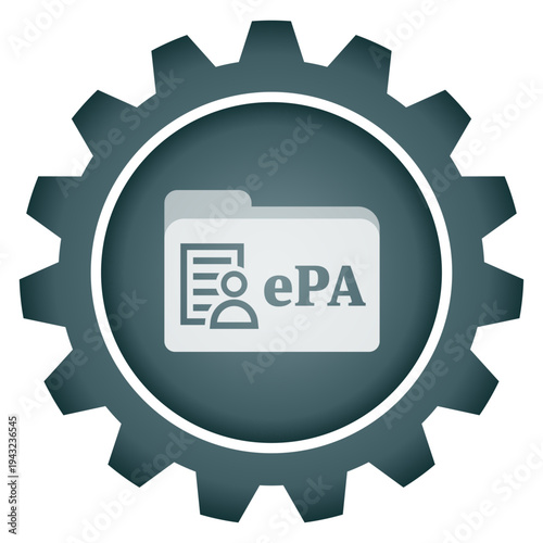 Electronic Patient Record ePA Management Icon Vector PNG Digital Health Care Gear Symbol for Medical Data and Folders