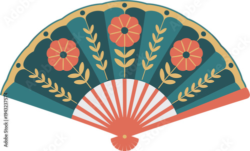 traditional chinese fan on white background.