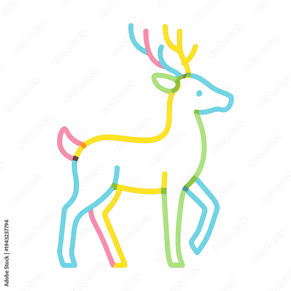 Obraz premium PNG Colorful neon deer illustration