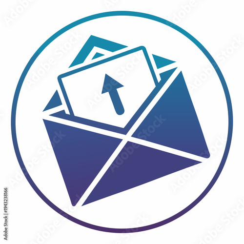 Envelope with outbound arrow inside circle showing sending message delivery shipping communication mail service digital transmission inbound outbound icon symbol