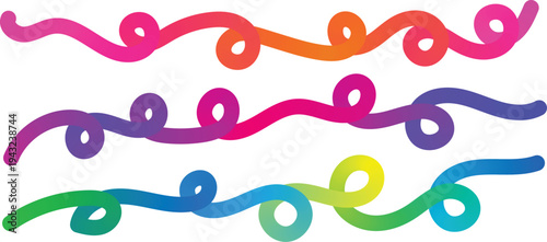 Vibrant rainbow squiggles on white background