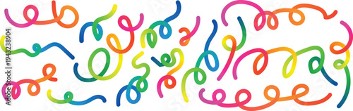 Vibrant colorful swirling patterns on white background