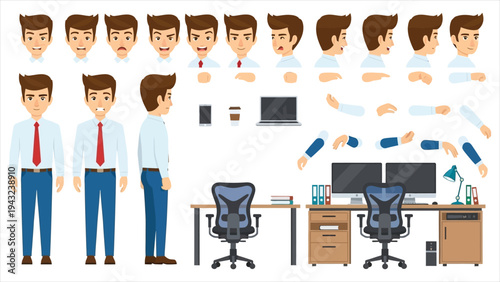 Professional Office Worker Character & Scene Constructor
