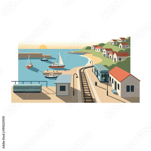 Train Station by the Coastal Harbour.