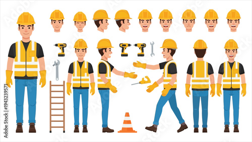  Construction Worker Animated Character Creation Kit.