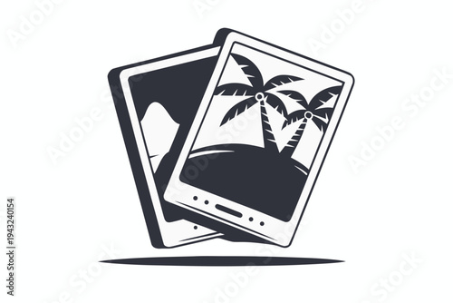 Retro Hand Drawn Vacation Postcard Kit with Vintage Travel Elements and Icons