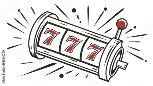Vector illustration of lucky slot machine with 777 jackpot, casino concept