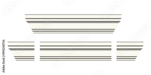 Molding baseboard cornice trim for wall ceiling interior decoration classic architectural profile decorative home decor construction off white element isolated on transparent background png