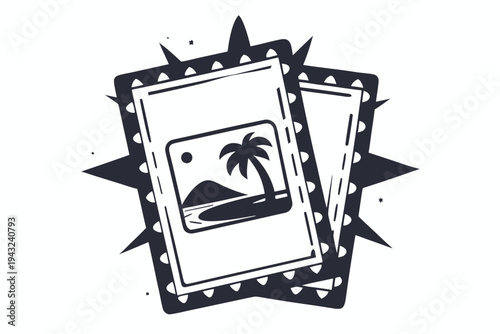 Vintage Hand Drawn Summer Vacation Travel Postcard Kit Featuring Retro Illustrations