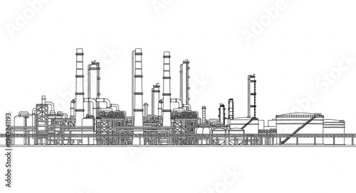Industrial Plant Factory Refinery Illustration.