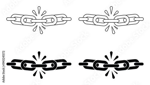 Broken Chain Links: Outline and Solid Representing Separation and Weakness