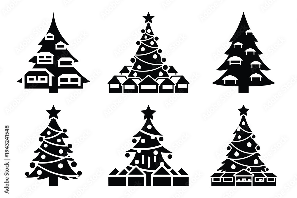Obraz premium set of christmas market tree icon elements collection.