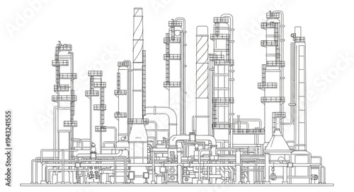 Industrial Plant Technical Blueprint Diagram.
