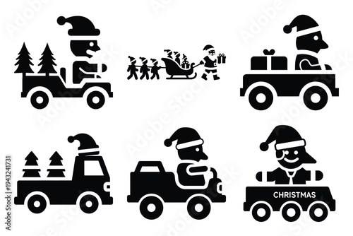 set of christmas parade icon elements collection.