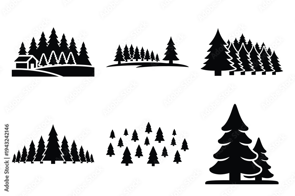 Obraz premium set of christmas tree farm icon elements collection.