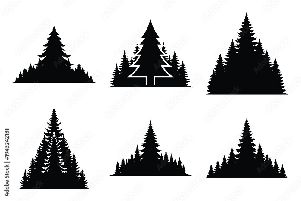 Fototapeta premium set of christmas tree icon elements collection.