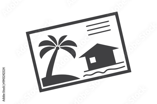 Black and White Hand-Drawn Vacation Postcard Icons Kit for Summer Holiday Souvenirs and Travel Graphics