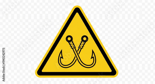 Fishing hooks warning sign danger symbol.