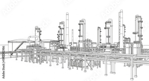 Industrial Refinery Plant Complex Structure.