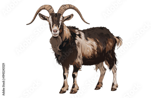 Photorealistic Goat Livestock Farm Animal Vector Illustration