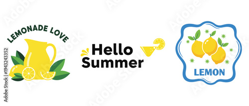 A vibrant summer illustration featuring lemonade lemons and cheerful greetings for the season high quality