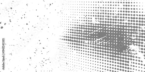 Minimal white grunge texture background, faded halftone dots, scratch paper effect, soft grain, abstract dust overlay, modern graphic design background, monochrome palette, subtle distressed pattern.