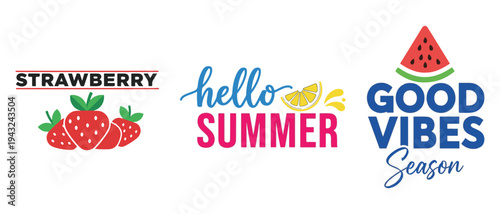 A colorful graphic displaying summer fruits a greeting and positive seasonal messages high quality professional
