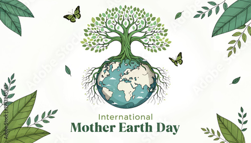International Mother Earth Day Tree Globe Environmental Conservation.eps