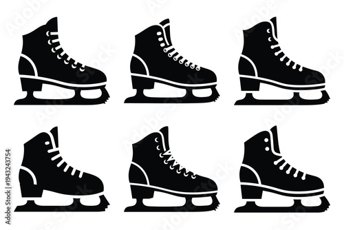 set of ice skate icon elements collection.