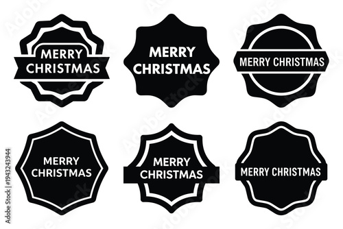set of merry christmas badge icon elements collection.