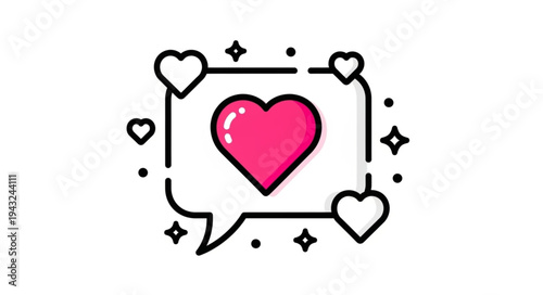 Cute Heart Speech Bubble Illustration with Love Symbols.