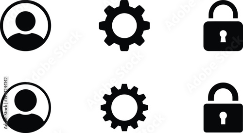 User settings security icons account privacy system control symbols