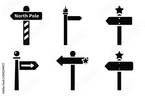 set of north pole sign icon elements collection.