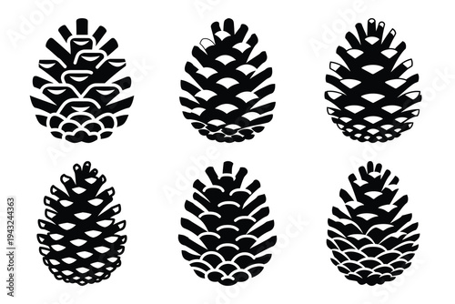 set of pine cone icon elements collection.