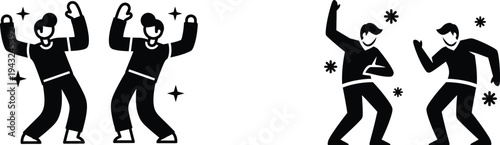 Dancing people silhouettes party celebration energy motion illustration