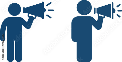 Megaphone people icons announcement communication marketing promotion symbols