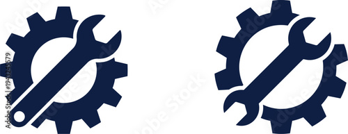 Gear wrench icons maintenance repair engineering service symbols