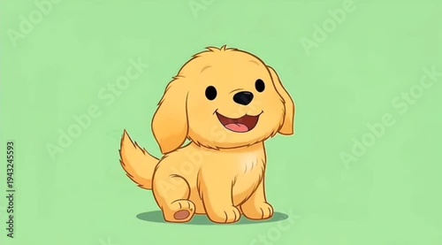 Cute Cartoon Golden Retriever Puppy Illustration Collection