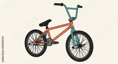 Colorful BMX Bicycle with Orange Frame.