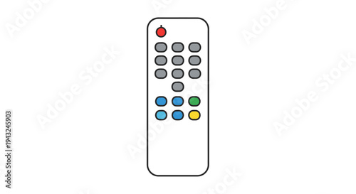 White Television Remote Control with Colored Buttons.