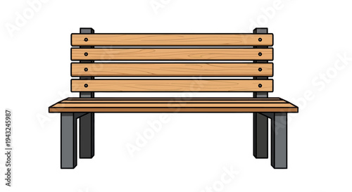 Wooden Park Bench with Metal Legs.