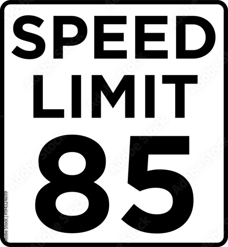 Speed Limit 85 Road Sign Vector