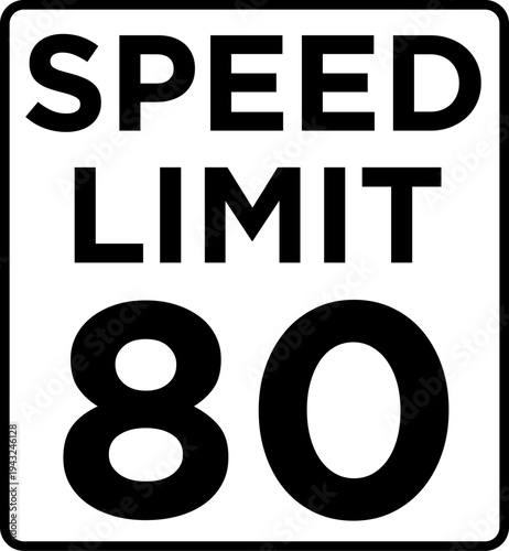 Speed Limit 80 Road Sign Vector