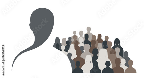 Sperm Cell Approaching Group of People Silhouettes.