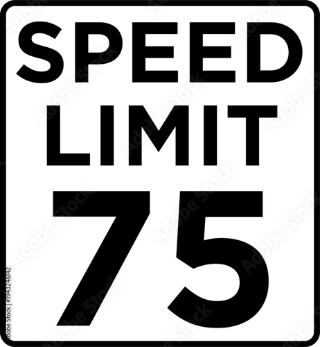 Speed Limit 75 Road Sign Vector