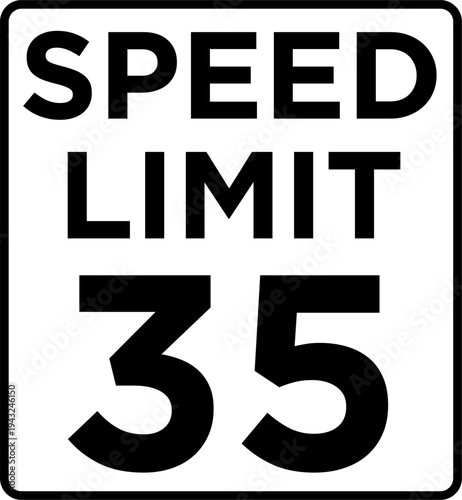 Speed Limit 35 Road Sign Vector