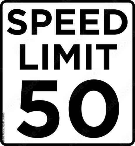 Speed Limit 50 Road Sign Vector